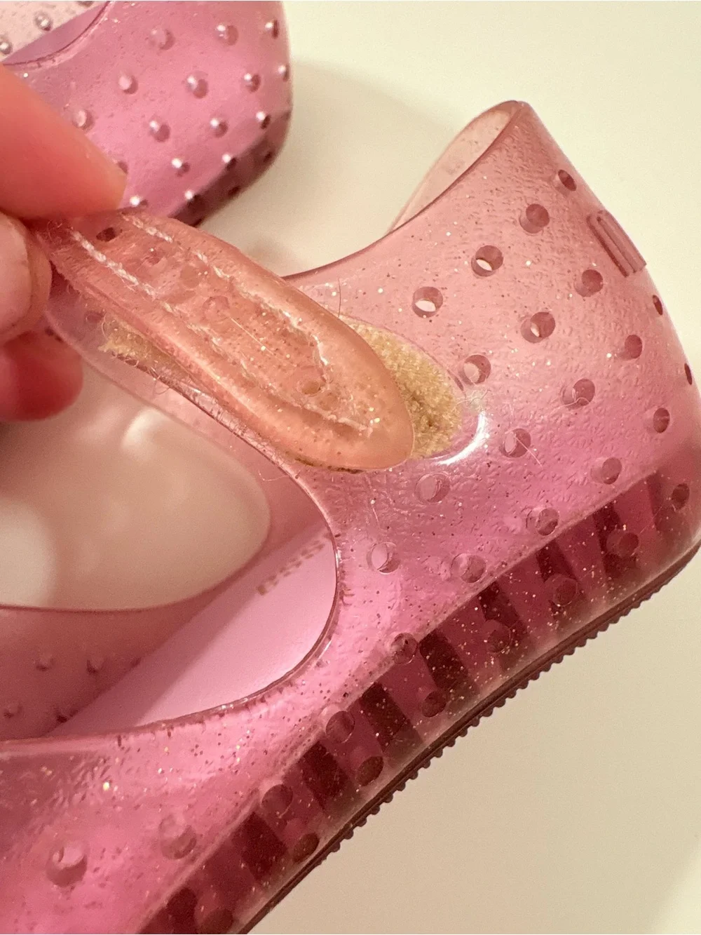 Mini Melissa Pink Glitter Jelly Sandals with Bow
